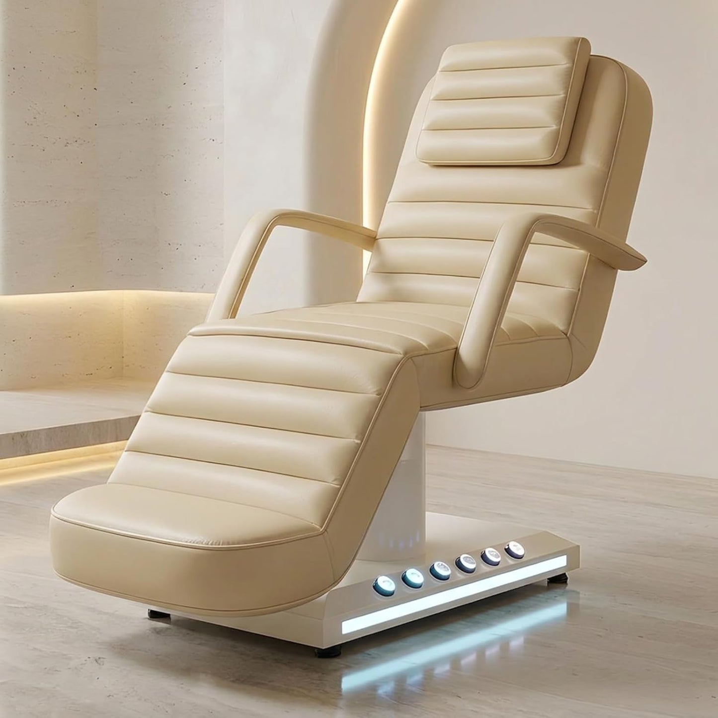 Electric Massage Table - Adjustable Facial Bed with LED Light | Removable Headrest & Armrest, 90° Back & Leg Adjustment (White)