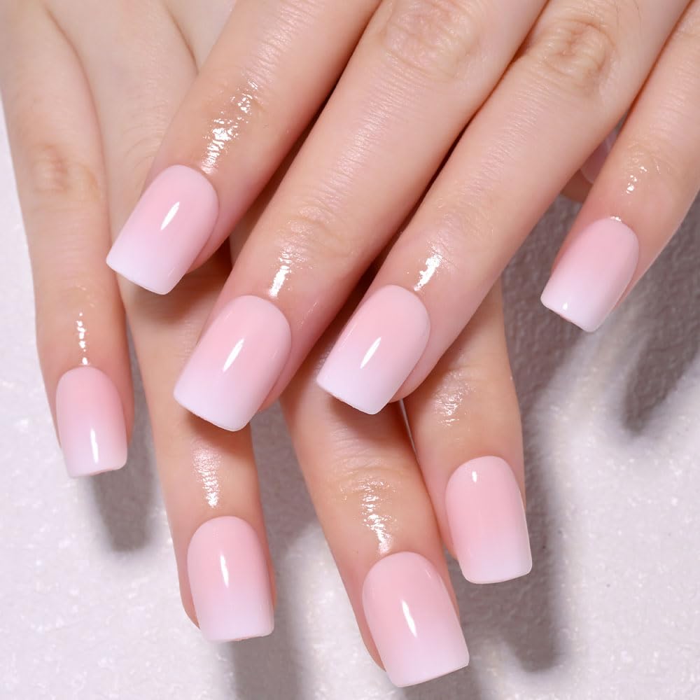 Short Almond Press-On Nails - French Tip & 3D Gold Star Design | Glossy Full Cover Acrylic, Reusable Fake Nails for Women
