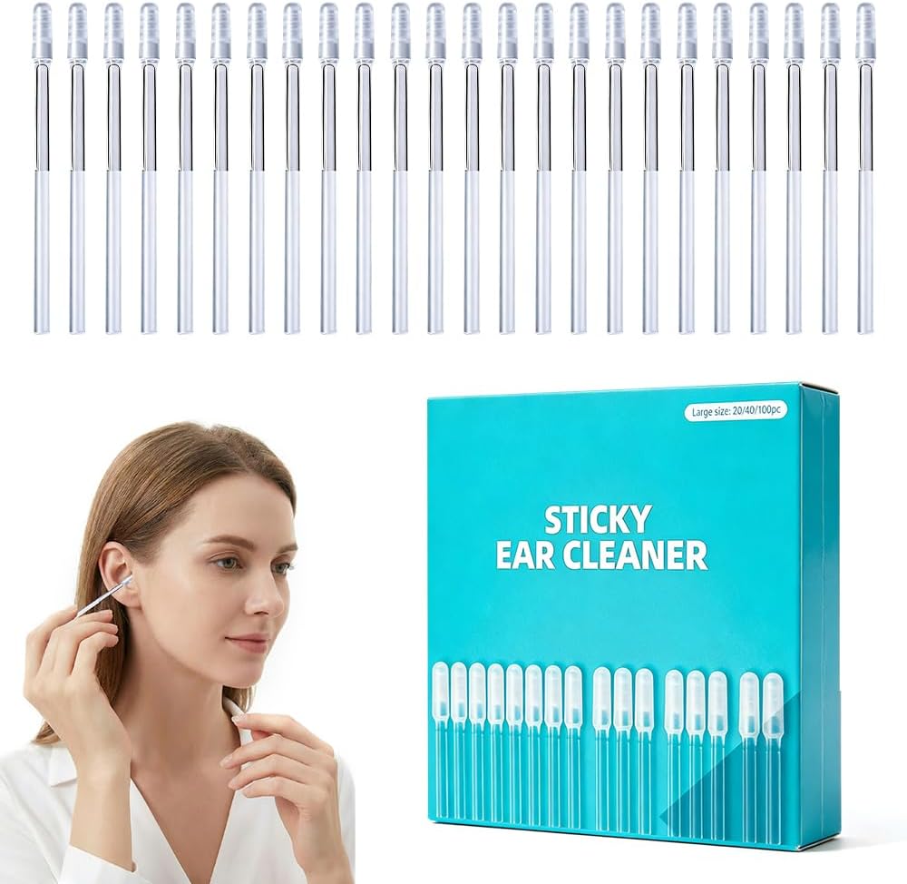 Reusable Sticky Ear Cleaning Stick - 24 Pcs Ear Wax Removal Tools | Light Blue, Small