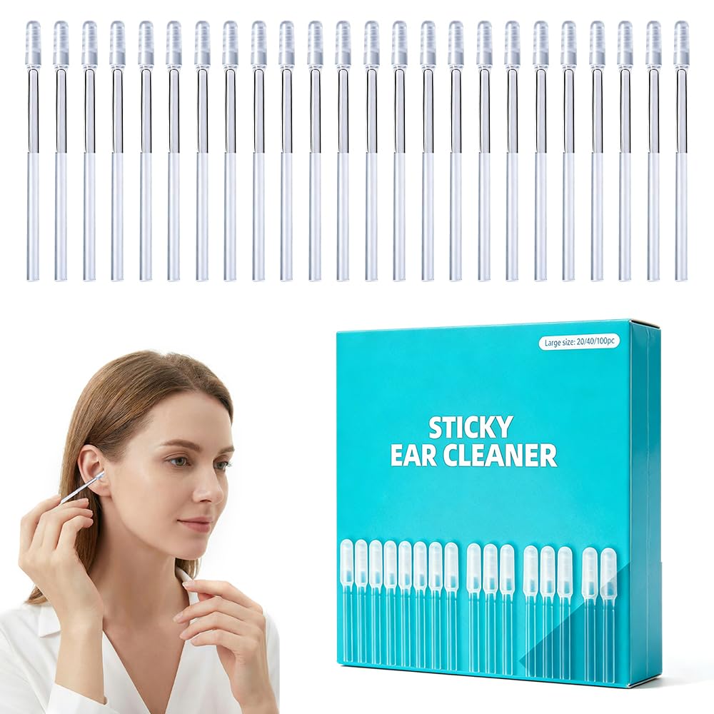 Sticky Ear Cleaning Stick, 2026 New Sticky Ear Cleaner Picks, Ear Wax Removal Tools, Ear Pick Cleaning Stick for Adults, Reusable Earwax Adhesive Cleaning Tools for Daily Ear Care (24pcs, Large)