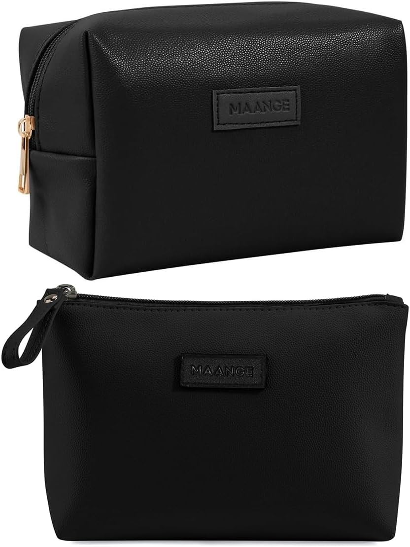 Cosmetic Bags for Women - Small PU Leather Makeup Pouch | Travel-Friendly Zippered Design
