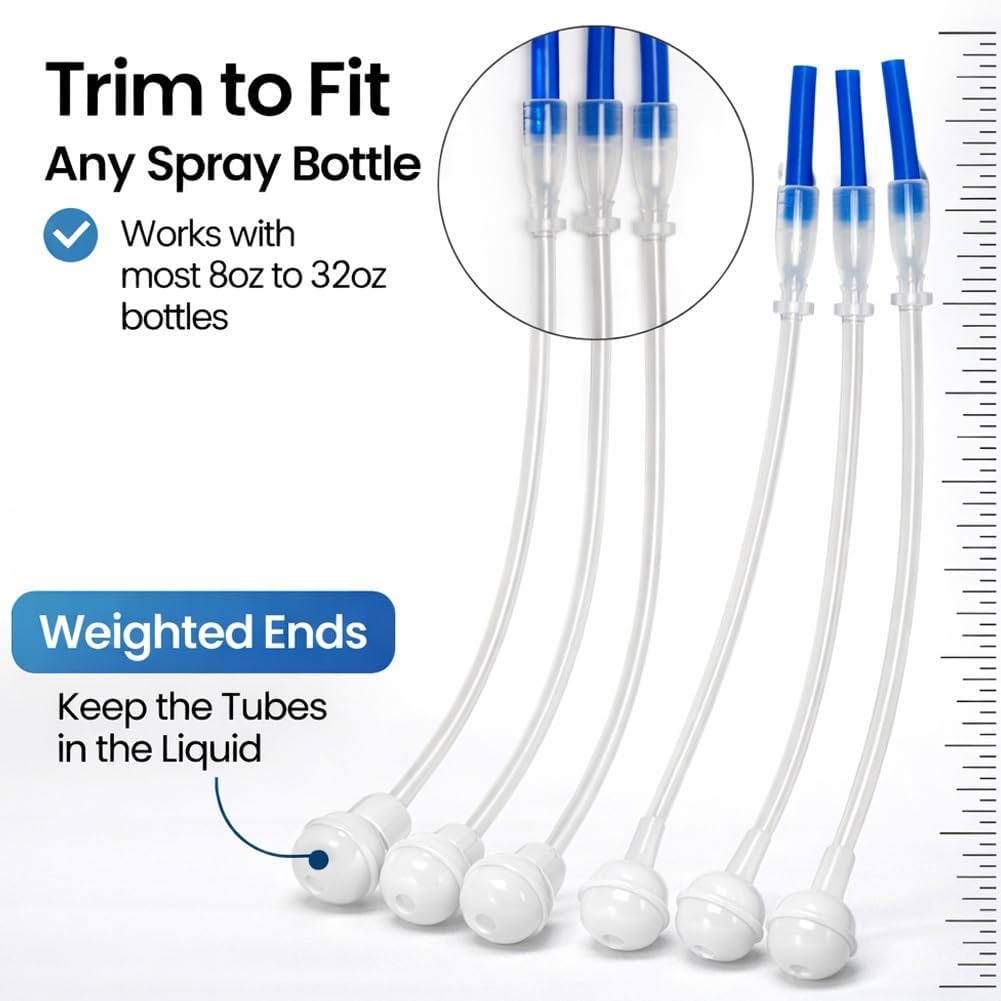 6 Pack Universal Fit 360° Spray Bottle Adapter, 4.3in Weighted Tube Replacement for Triggers and Pump Sprayers, For Kitchen, Garden, Home and Office, Cleaning Solutions (6*Pack)