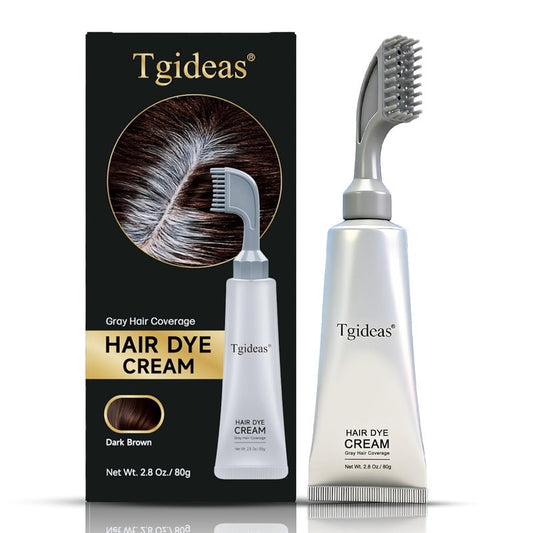 Hair Dye Cream Comb - Natural Plant Extract, Ammonia-Free Gray Coverage for All Hair Types | Dark Brown, 2.8 Oz