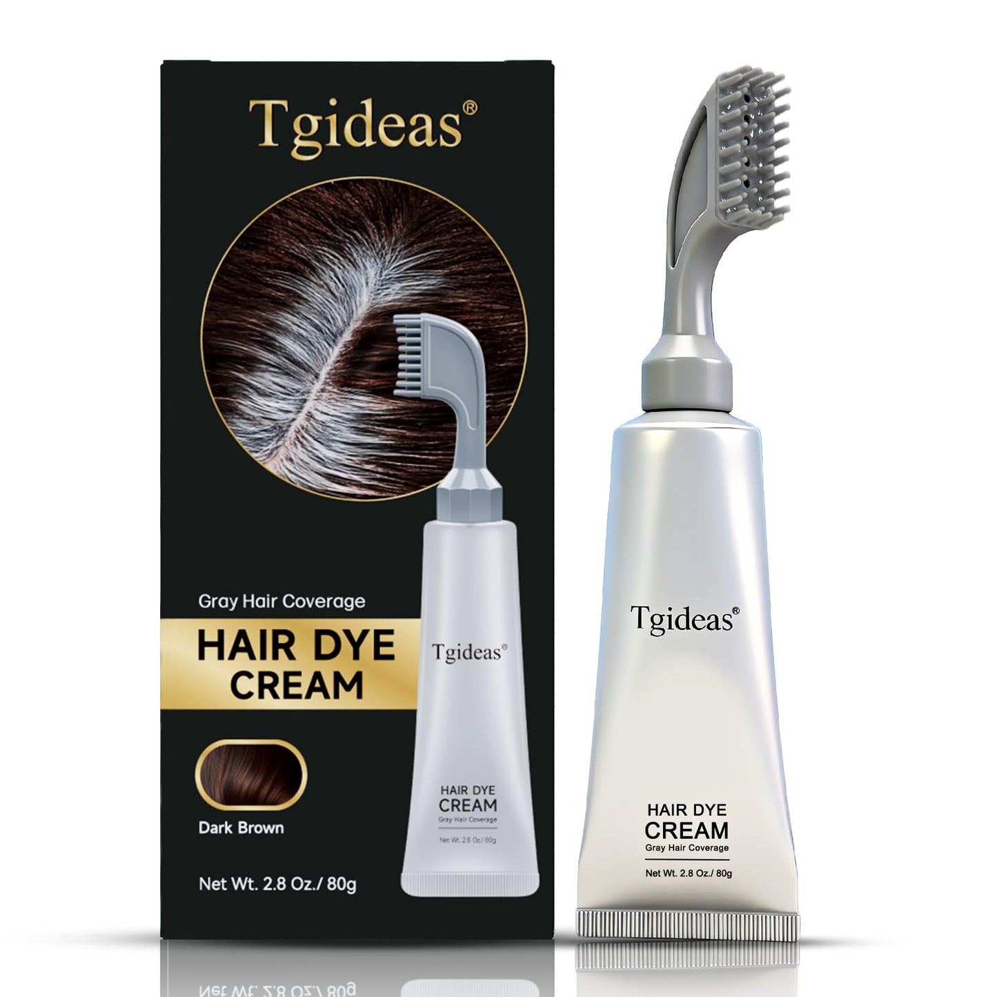 Tgideas Hair Dye Comb Root Touch Up, Ammonia Free Gray Coverage, Dark Brown