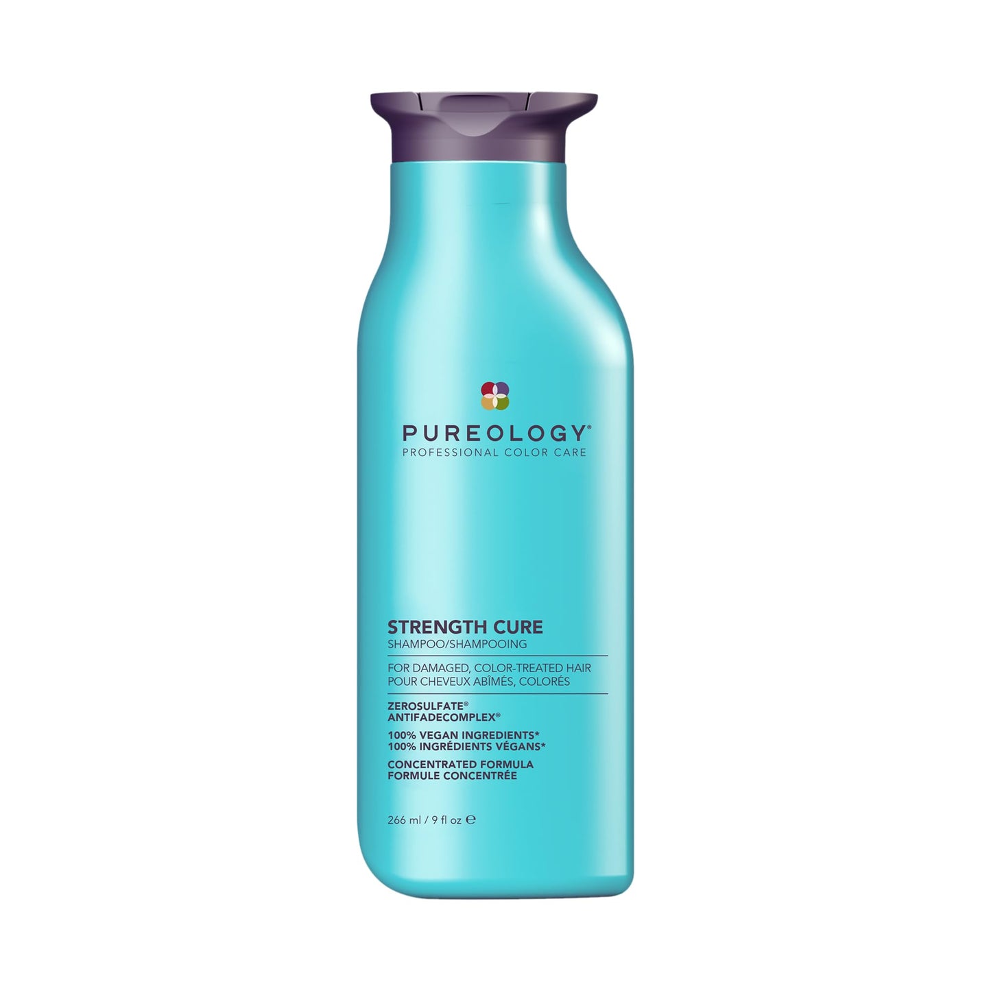 Pureology Strength Cure Shampoo - For Damaged or Color Treated Hair, Hair Repair, Reduces Damage & Seals Split Ends, Protects Color Vibrancy, Vegan & Sulfate Free, 9 Fl Oz