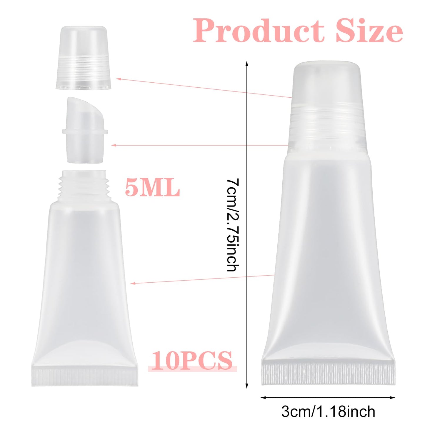 10 Packs Refillable Lip Balm Tube 5ml Empty Lip Gloss Tubes Clear Soft Mini Cosmetic Refillable Lips Gloss Tubes for DIY Lips Base Makeup Travel Toiletries