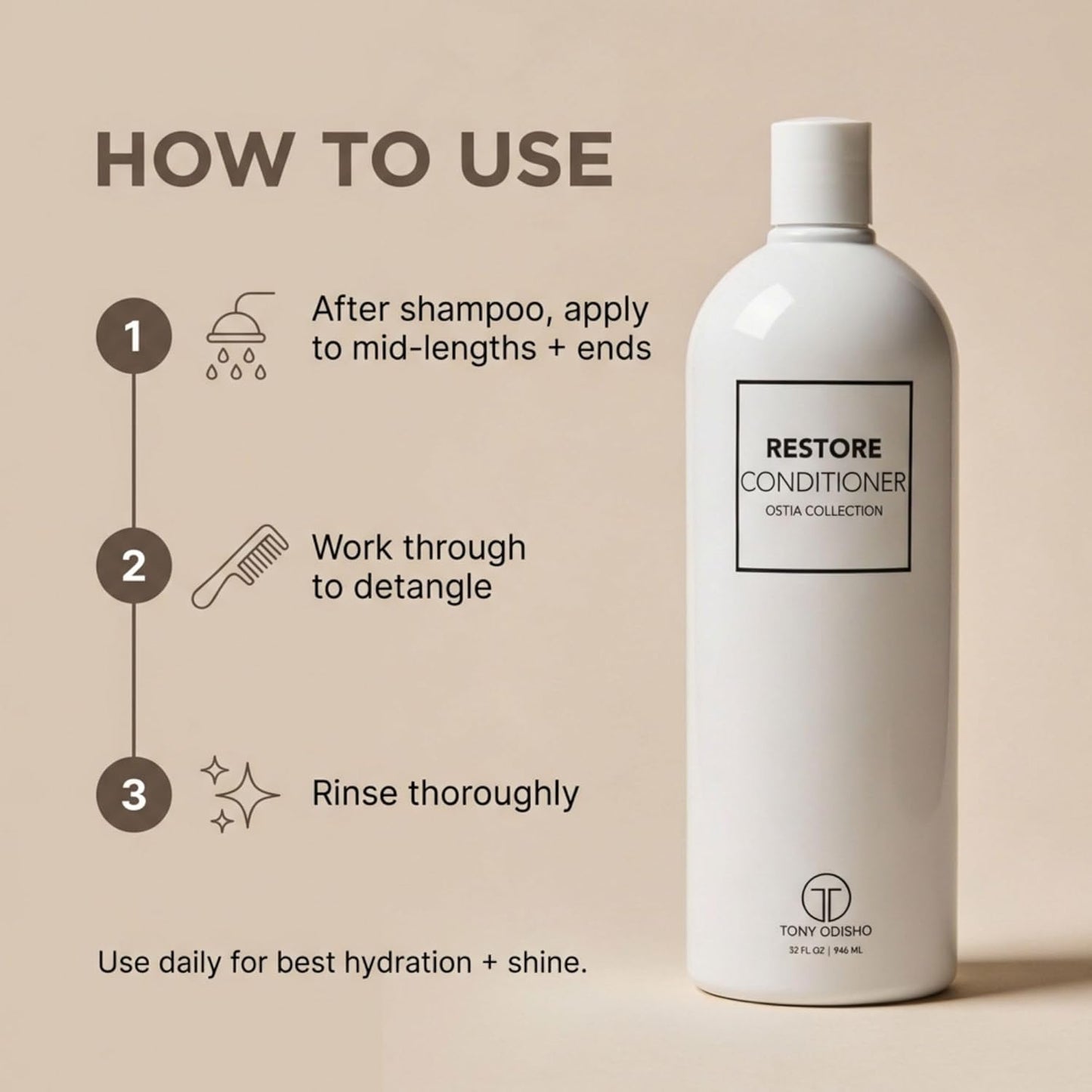 Moisturizing Conditioner for Dry & Color Treated Hair - Hydrating Formula for Softness, Strength & Shine | 32oz / 946ml