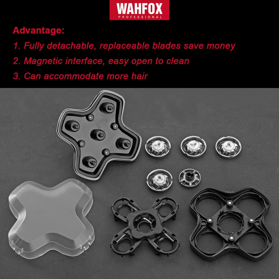 WAHFOX 5 Blades Magnetic Shaver Replacement heads for SKULL SHAVER HEAD SHAVER