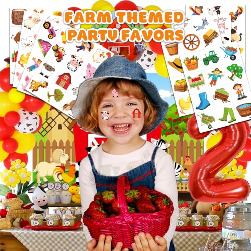 Multiple 96 PCS Farm Temporary Tattoos for Kids First Birthday Party Favors
