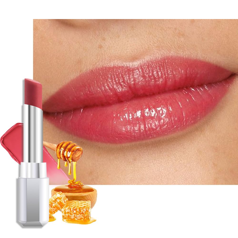 Rose Honey Lipstick - Moisturizing Tinted Lip Balm for Older Women | Hydrating & Nourishing Shine, 05 Rose