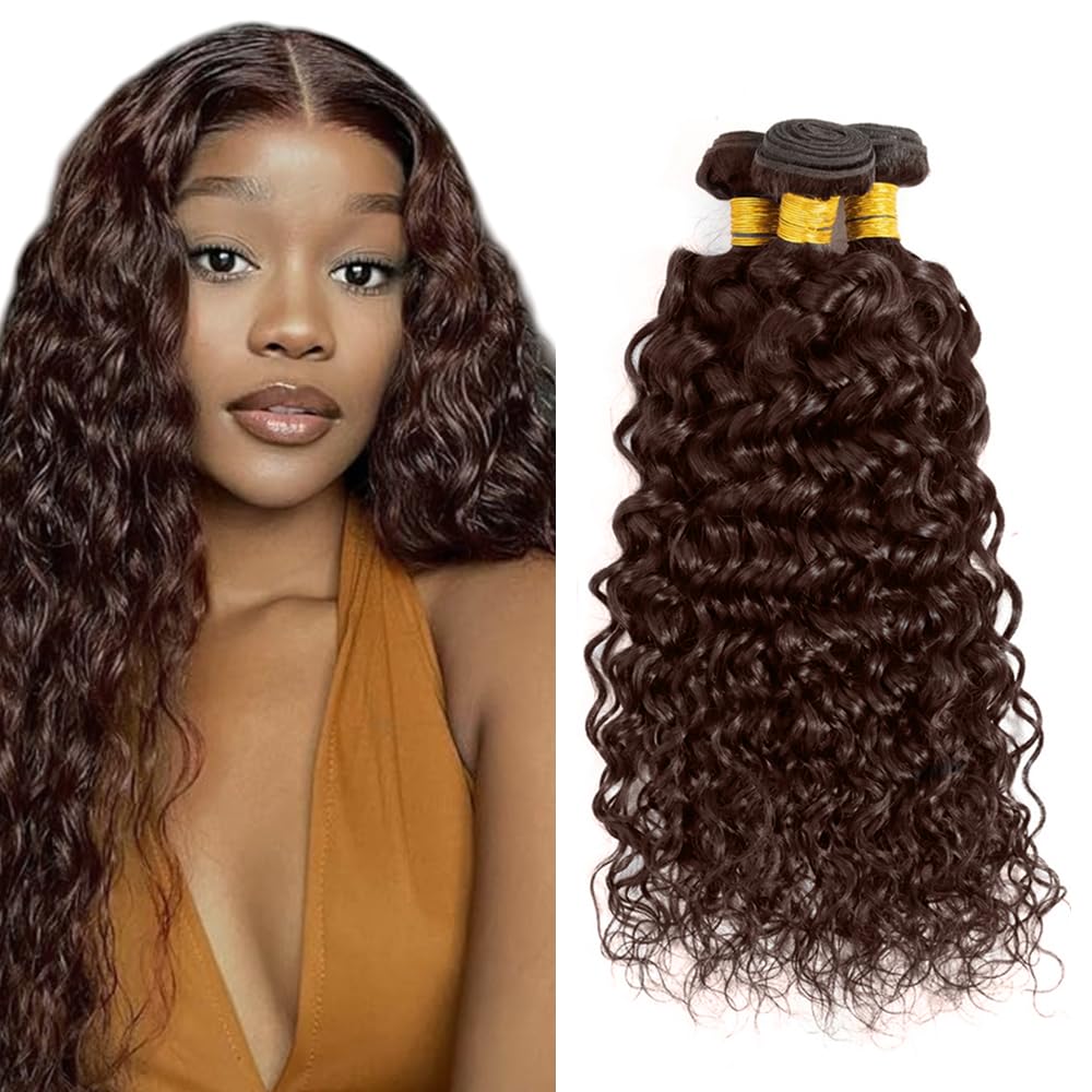 28 30 32 inch Brown Human Hair Bundles #4 Water Wave Bundles Chocolate Brown Bundle #4 Human Hair Bundle