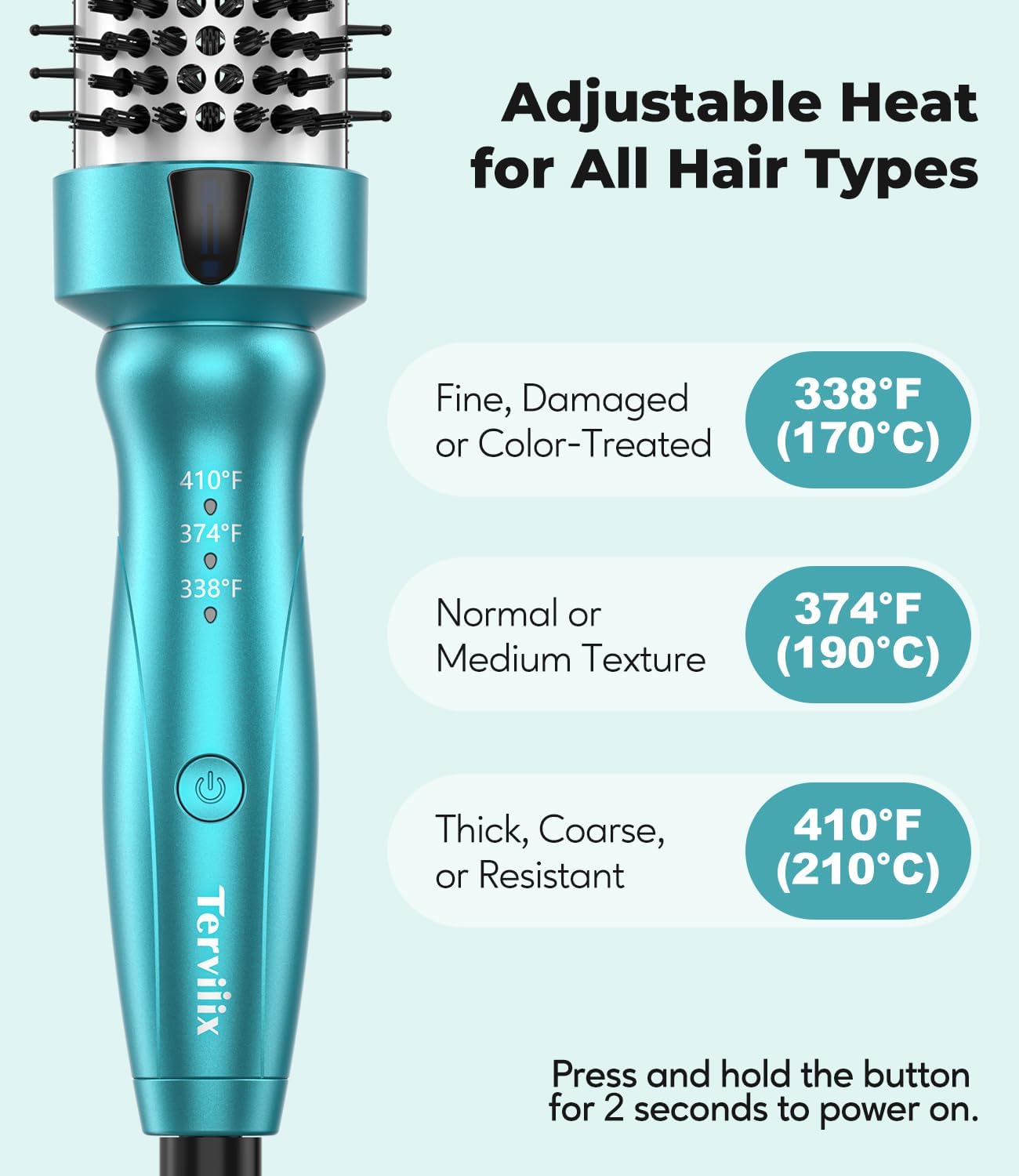 Terviiix Thermal Brush - Mini 1.5 Inch Ionic Heated Round Brush for Short to Medium Hair | Adjustable Temperature & Tourmaline Ceramic