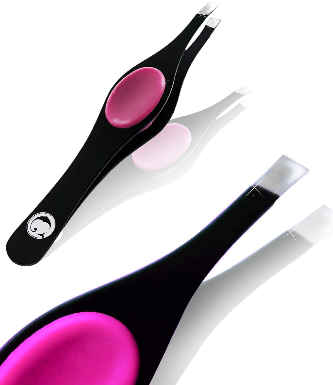 Coco’s Closet Tweezer for Eyebrows – Surgical grade Stainless Steel Slant Black Tweezer - Precision for Ingrown Hair Removal