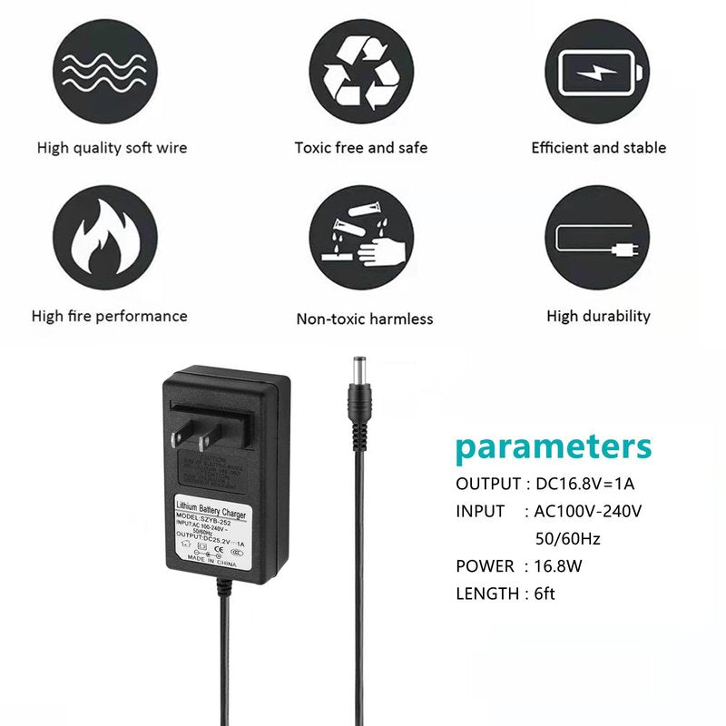 16.8V AC/DC Massage Gun Charger Adapter with 16.8V 0.8A 1A Massage Guns Power Supply Cord Cable (6.6Ft)