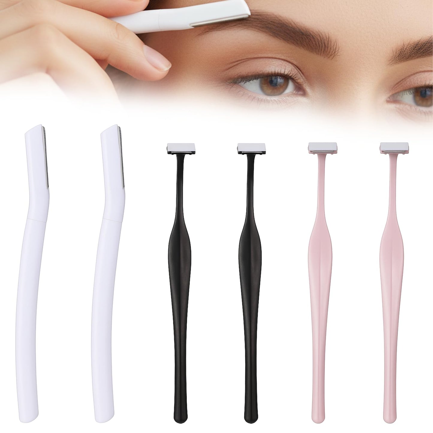 6Pack Eyebrow Razors Stainless Steel Dermaplaning Tool for Face, Small Eyebrow Shaver for Women Men Peach Fuzz and Fine
