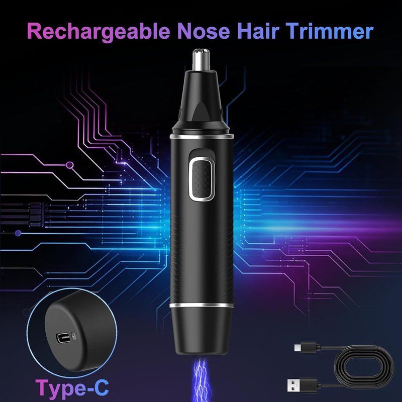 AREYZIN Nose Hair Trimmer for Men,Rechargeable Ear and Nose Trimmer,Professional Eyebrow & Facial Hair Trimmer,Sliver