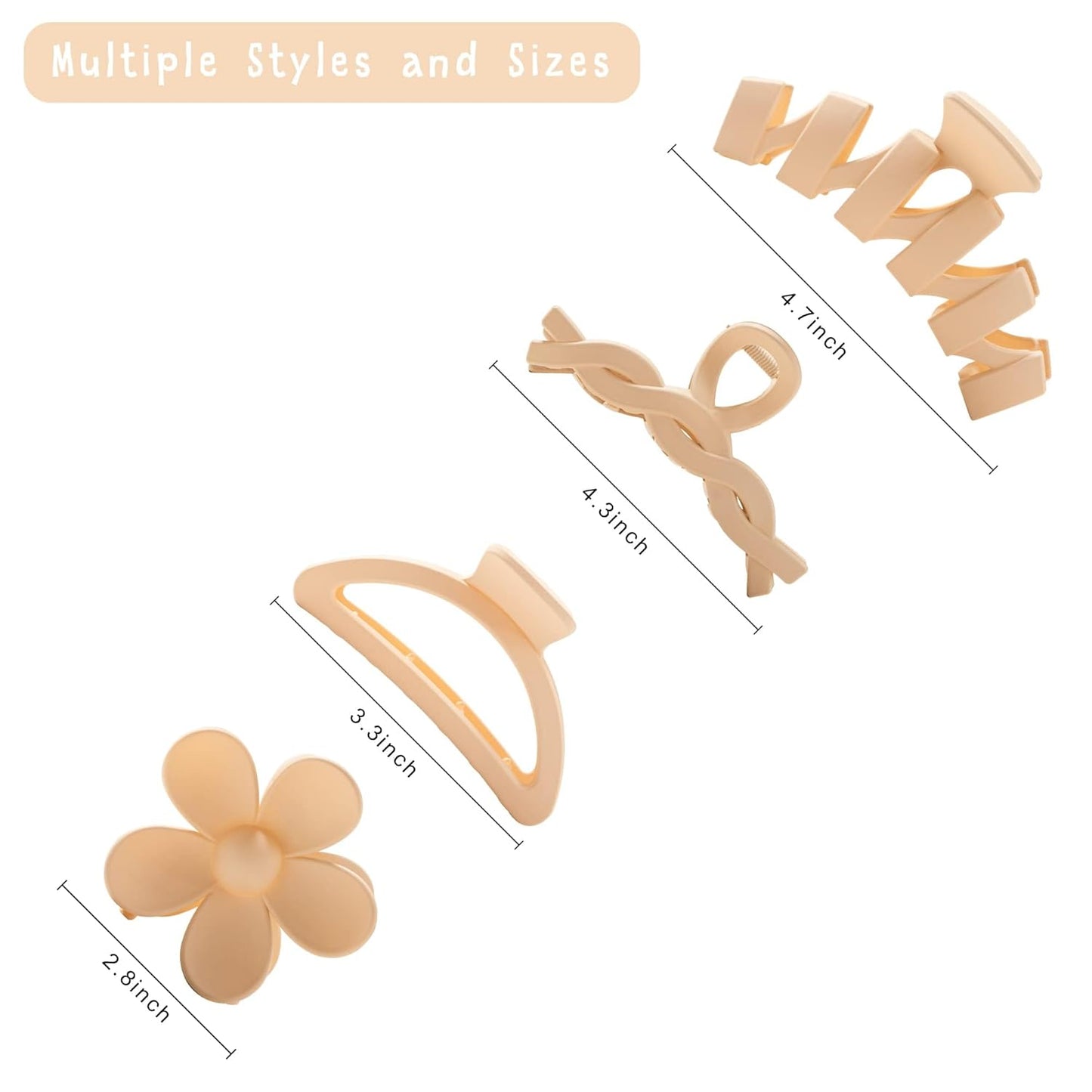 Flower Hair Clips - 8PCS Non-Slip Claw Clips for Thick Hair | Multi-Style Neutral Colors Set