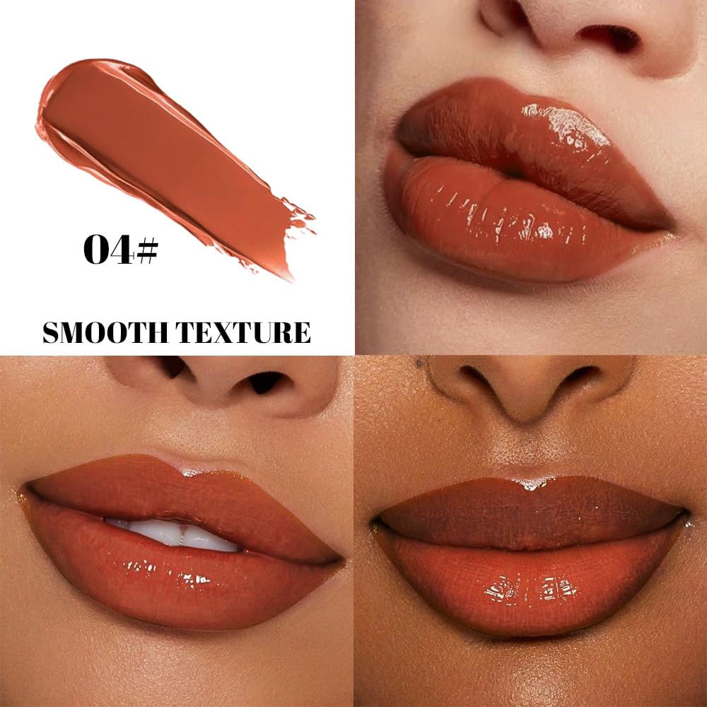 HHLTOH Brown Plumper Moisturizing Butter Lipstick for Women, Natural Tinted Lip Balm Shine Nourishing Hydrating Lip Gloss Stain for Dry Lips, Lightweight Lip Liner Care Makeup, Vegan 1Pc Brown Black