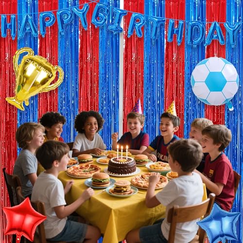 Soccer Birthday Party Supplies Set - Barcelona Theme Decorations