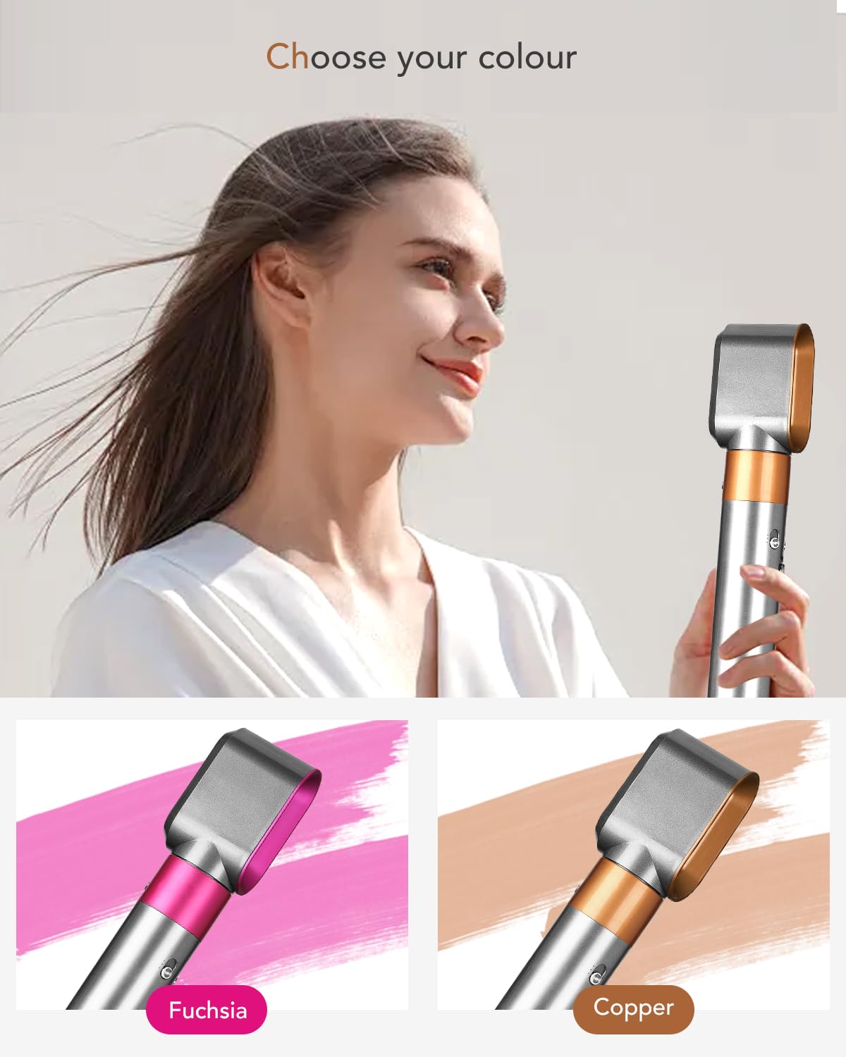 Dyson Pre-Styling Dryer Nozzle | Fast Drying Attachment for Airwrap HS01/HS05 - Nickel/Copper Finish