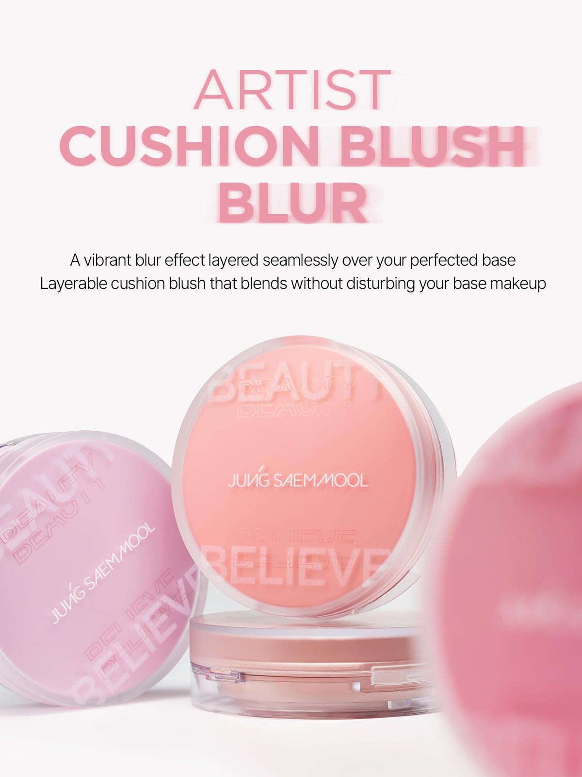 JUNG SAEM MOOL Artist Cushion Blush | Easy to Blend with Puff, Buildable Liquid Blush for Cheeks with a Natural & Matte Finish, Korean Makeup (Blur | Fuzzy Lavender)