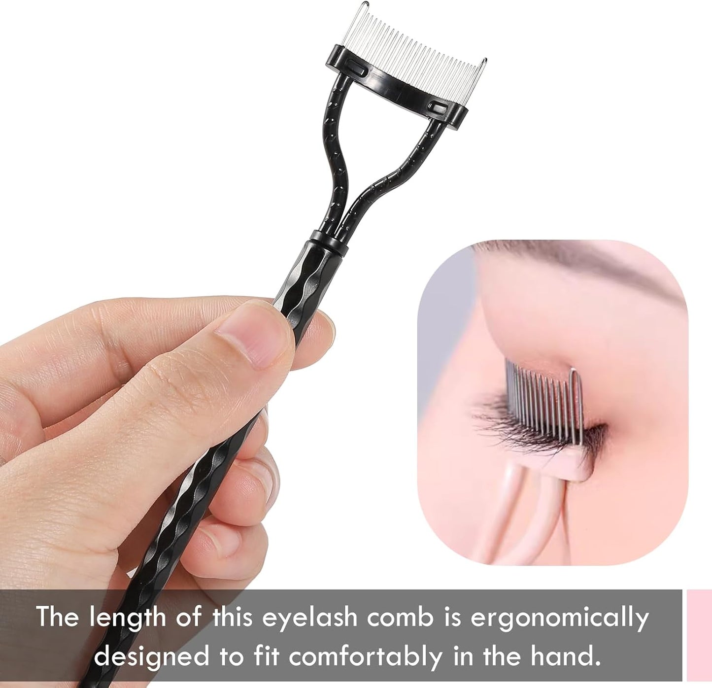 Eyelash Comb Separator - Arc Designed Eyelash Definer Applicator with Cover | 2 Pcs Black