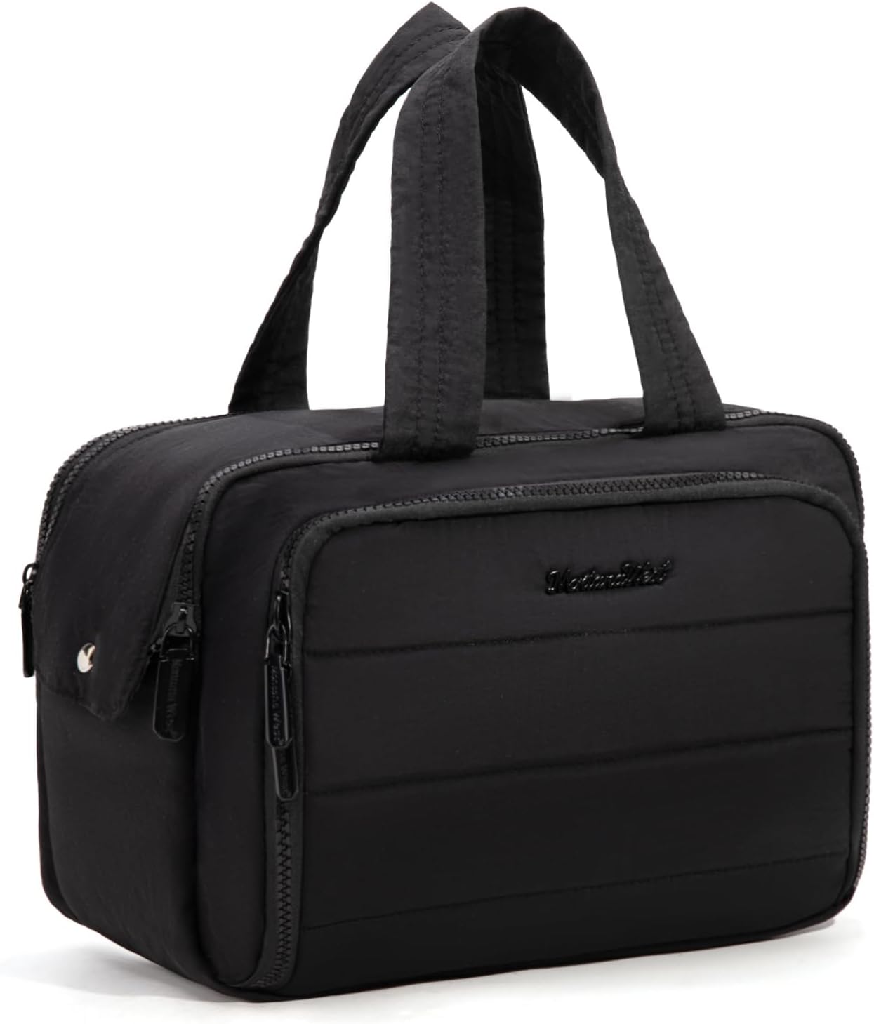 Travel Toiletry Bag for Women - Large Wide Open Puffy Makeup Organizer with Brush Holder | Waterproof, Lightweight Design