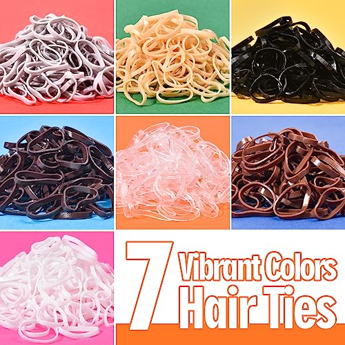 TsMADDTs 2000 Pcs Hair Ties Set with Organizer Box, 7 Natural Colors & Hair Comb