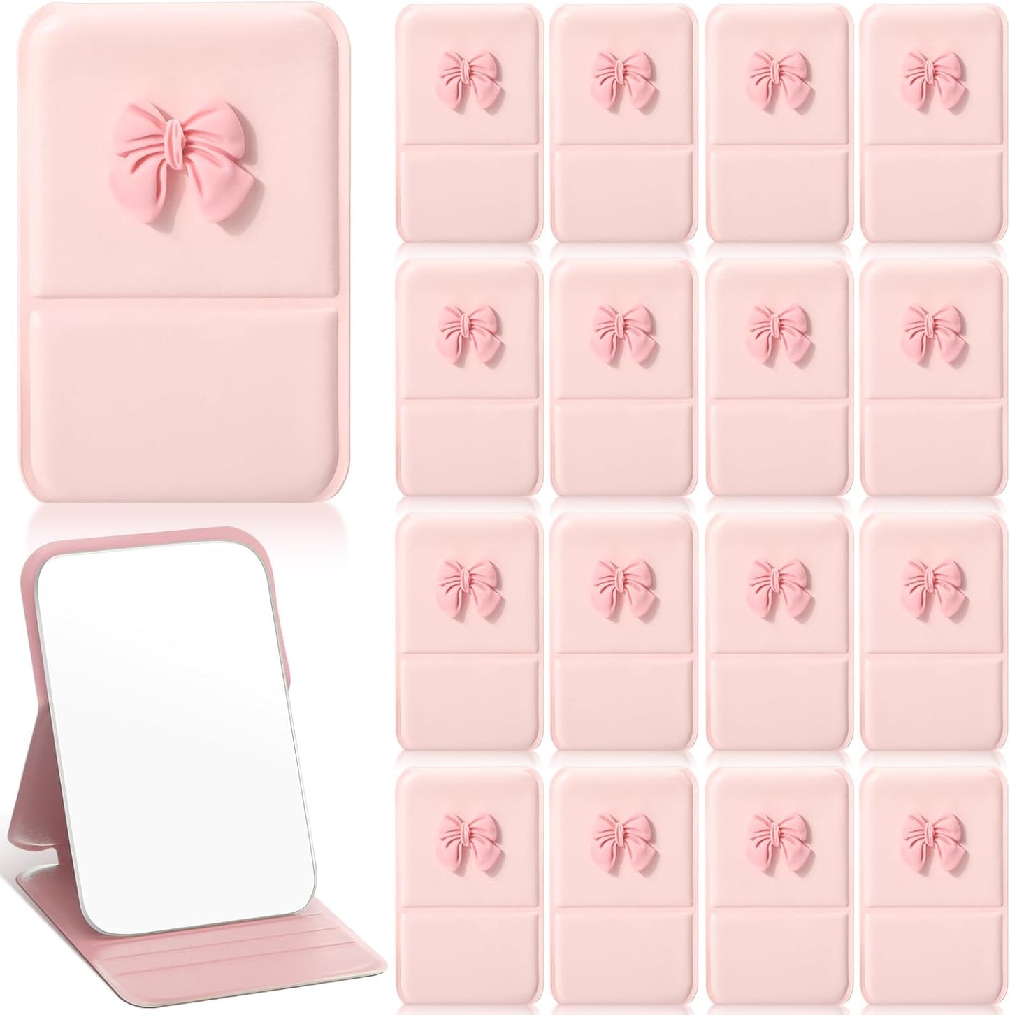 Amyhill Mini Folding Heart Mirror - 24 Pcs Compact Mirrors for Women | Pastel Pink Gift Set for Birthdays & Celebrations