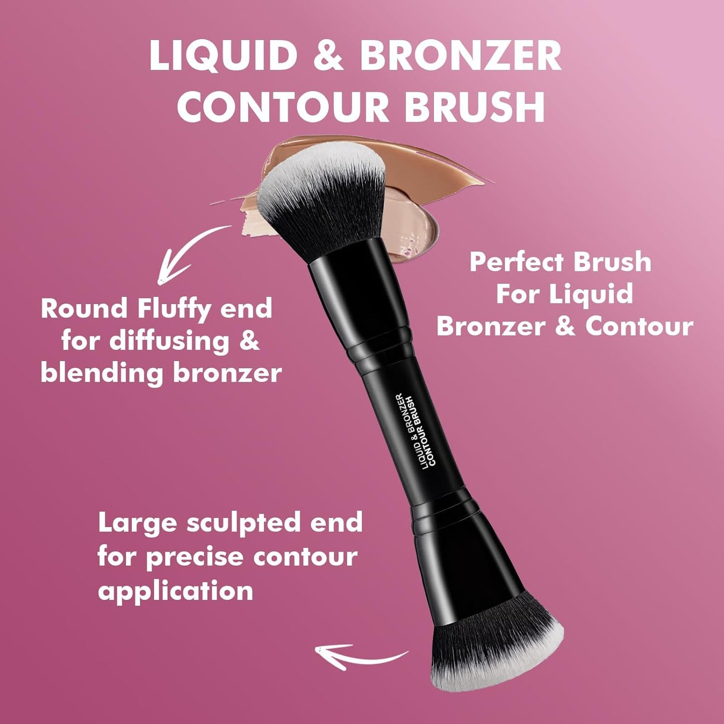 Complexion Duo Brush Set - Ultra-Soft Double-Ended Makeup Brushes for Foundation & Bronzer | Vegan & Cruelty-Free