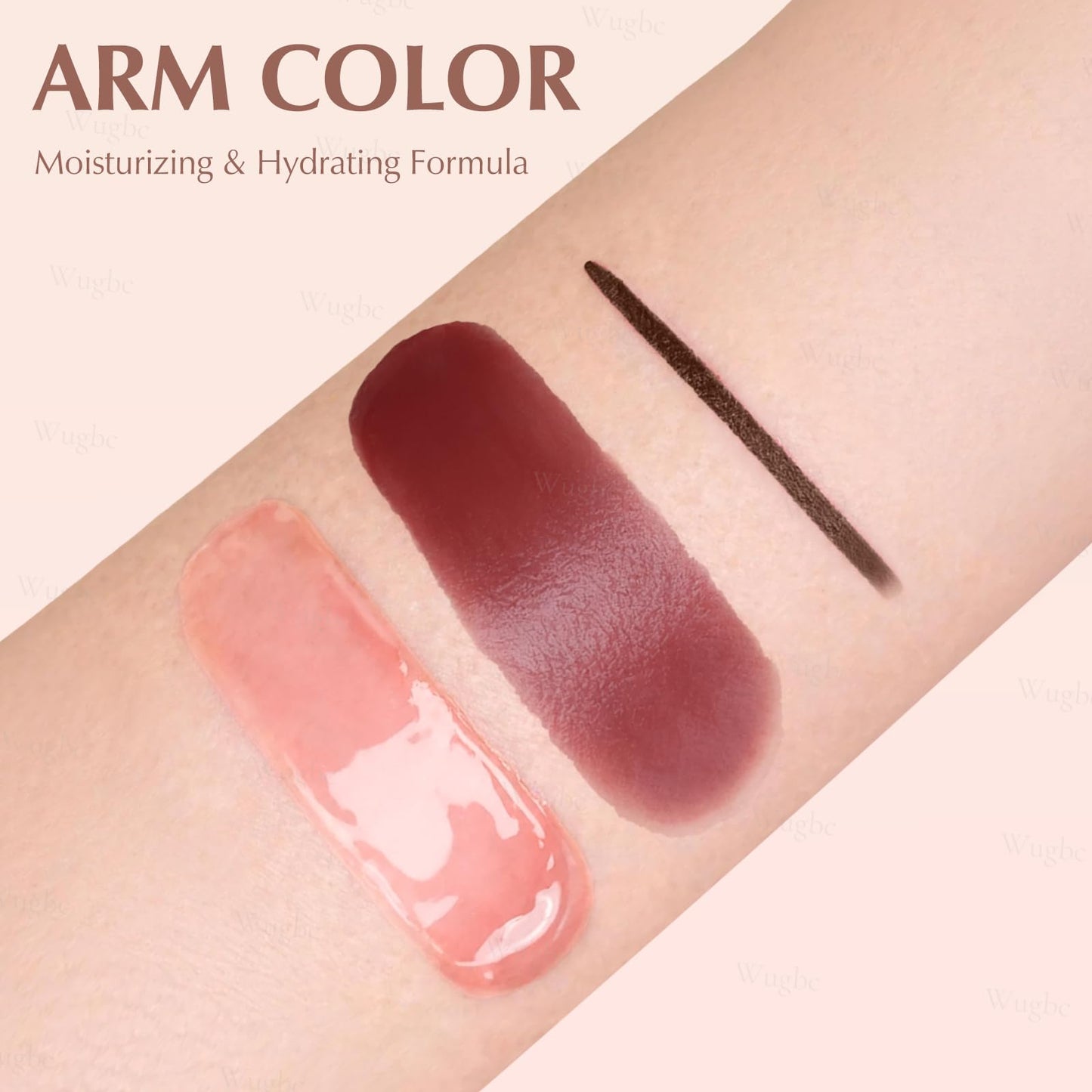 Wugbc 3PCS Lip Combo, High-Shine Lip Kit with Matte Brown Lip Liner & Red-Brown Nourishing Lipstick & Nude Glossy Lip Gloss, Long-Lasting Lightweight Non-Sticky Plumping Lip Contour Trio Set for Women