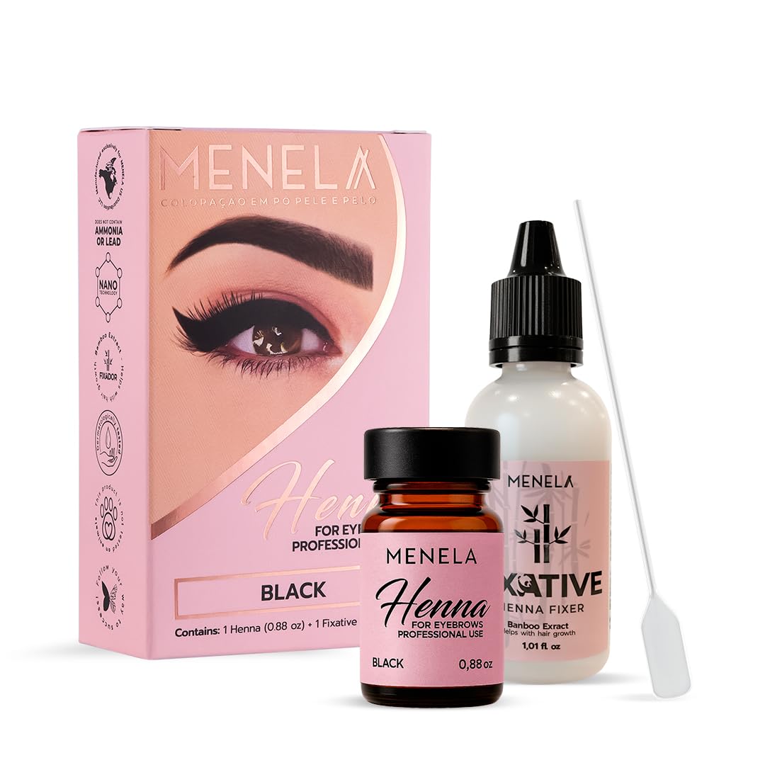 Black Henna Color Kit - Up to 60 Applications, Vegan & Ammonia-Free | Includes 2.5g Henna & 15ml Fixer