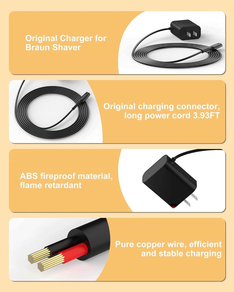 Shaver Charger compatible with Braun Shaver 9 8 7 6 5 3 1 XT5 Series for 9477cc 9465cc 8457cc 8417s 8330s 7085cc 7020s 790cc 6075cc 6072cc 6020s 5020 5018s 310s 3040 190s 130s.