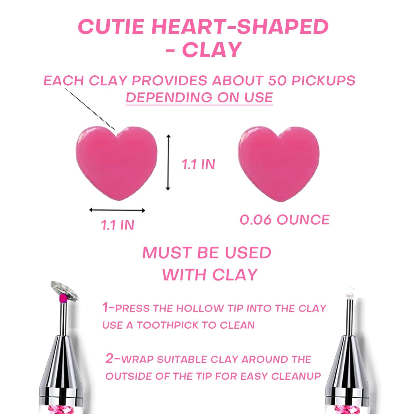 8 Pink Rhinestone Picker Tool Set - 2 Pcs Dual-Head Wax Pens with 2 Wax Tips and 2 Pink Tweezers, Wax Pencil for Rhinestones, Crystal Diamond Pickup Tool for Nail Art, Gem and Crystal Application Kit