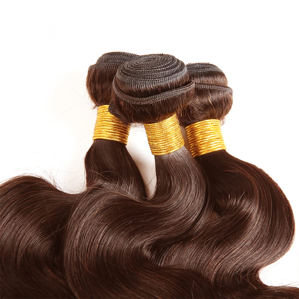 30 32 34 inch WuvuSnm Dark Brown Body Wave Bundles Brown Human Hair Bundle #4 Body Wave Bundles Double Weft 150g