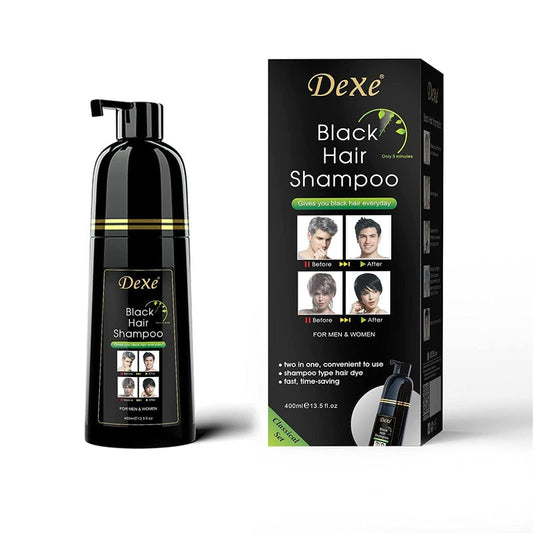 Dexe Hair Dye Shampoo - Black Hair Color for Men & Women | 14.1 Fl Oz Gray Coverage