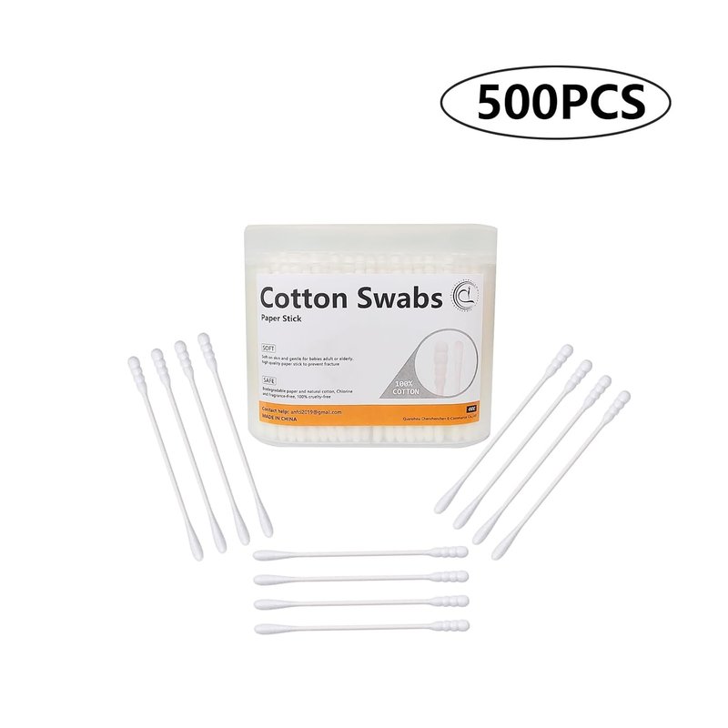 Mini Cotton Swabs - 500pcs Spiral/Round Cotton Buds for Personal Care & Cleaning