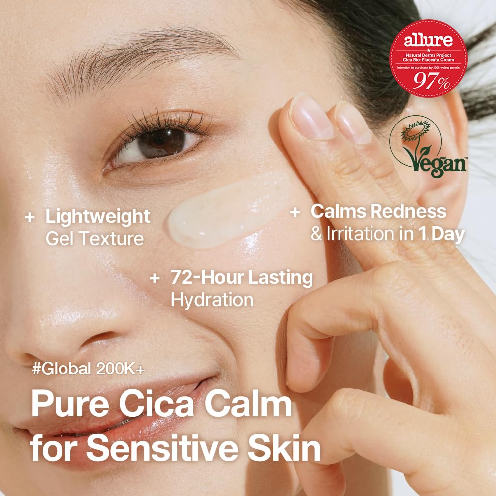 Cica Cream Gel Face Moisturizer - Natural Relief for Sunburn, Hydrating & Soothing Sensitive Skin | 1.7 Fl oz / 50ml