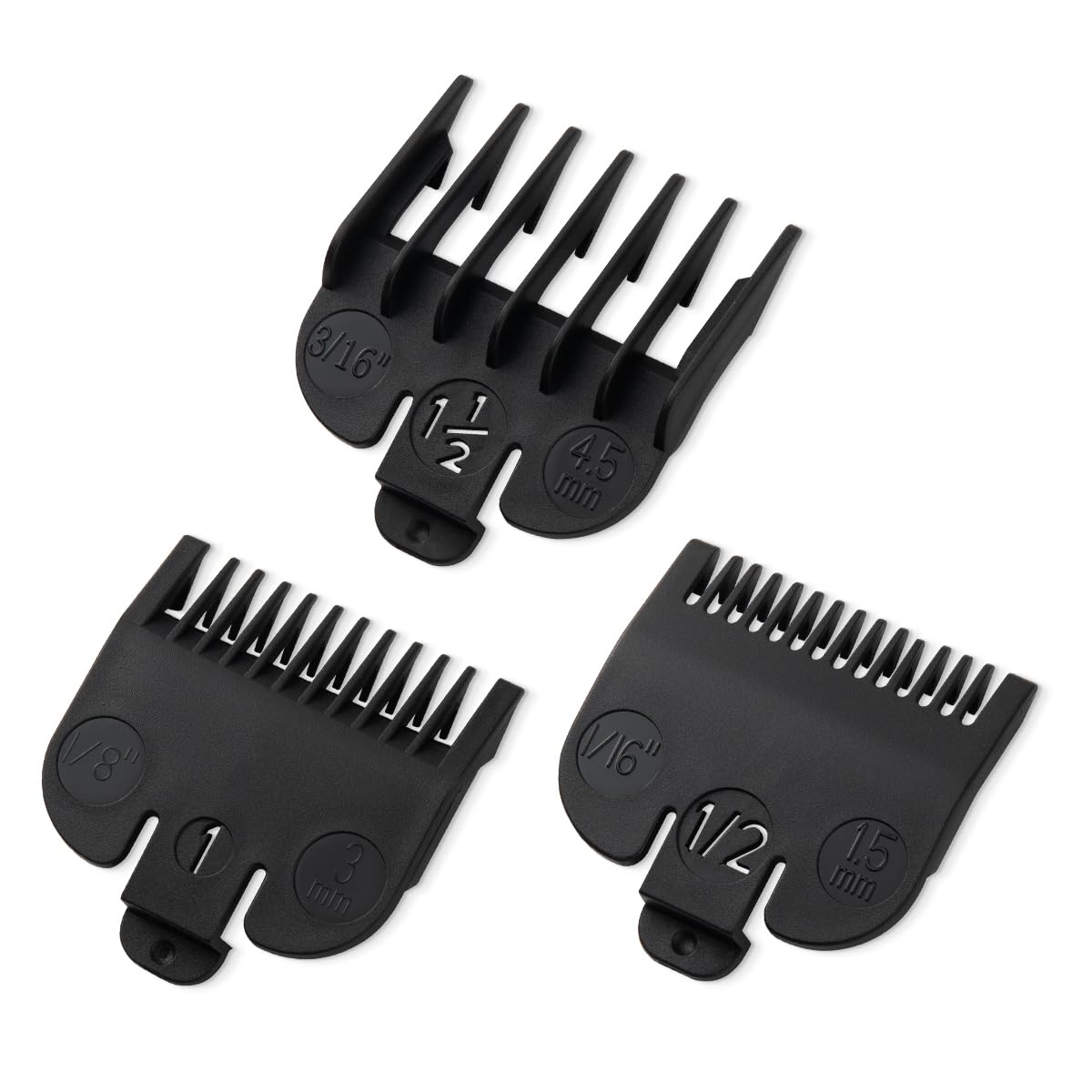 Clipper Guards Set - Compatible with Wahl Clippers | Replacement Guides 1/16" to 3/16" - 3 Piece Black Set