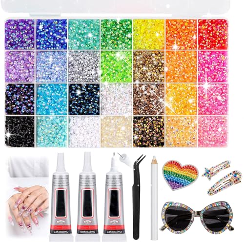 Omaky 30,000pcs Resin Jelly Rhinestones Bedazzling Kit 28 Colors with Glue - 30000 Variation