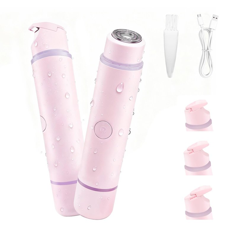 2-in-1 Bikini Trimmer for Women - Painless Electric Razors,Cordless Body Shaver for Trip,Replaceable Lady Facial Razor, IPX7 Waterproof&Easy Cleaning,USB Charge Dock Pink