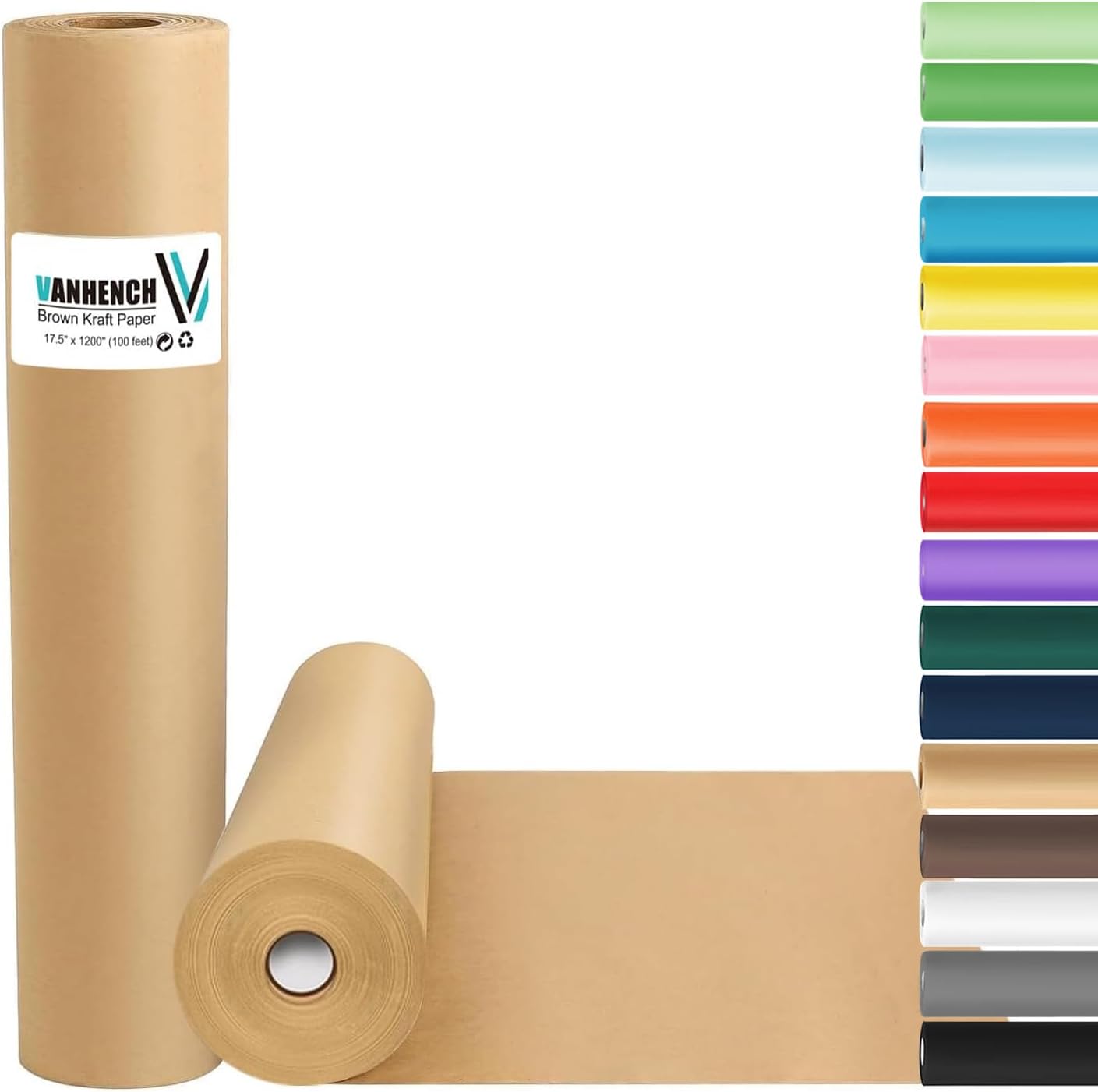 Brown Wrapping Paper Roll - Craft Kraft Packing Paper 17.5"x1200" for Gifts, Arts, & Moving Supplies | 70GSM