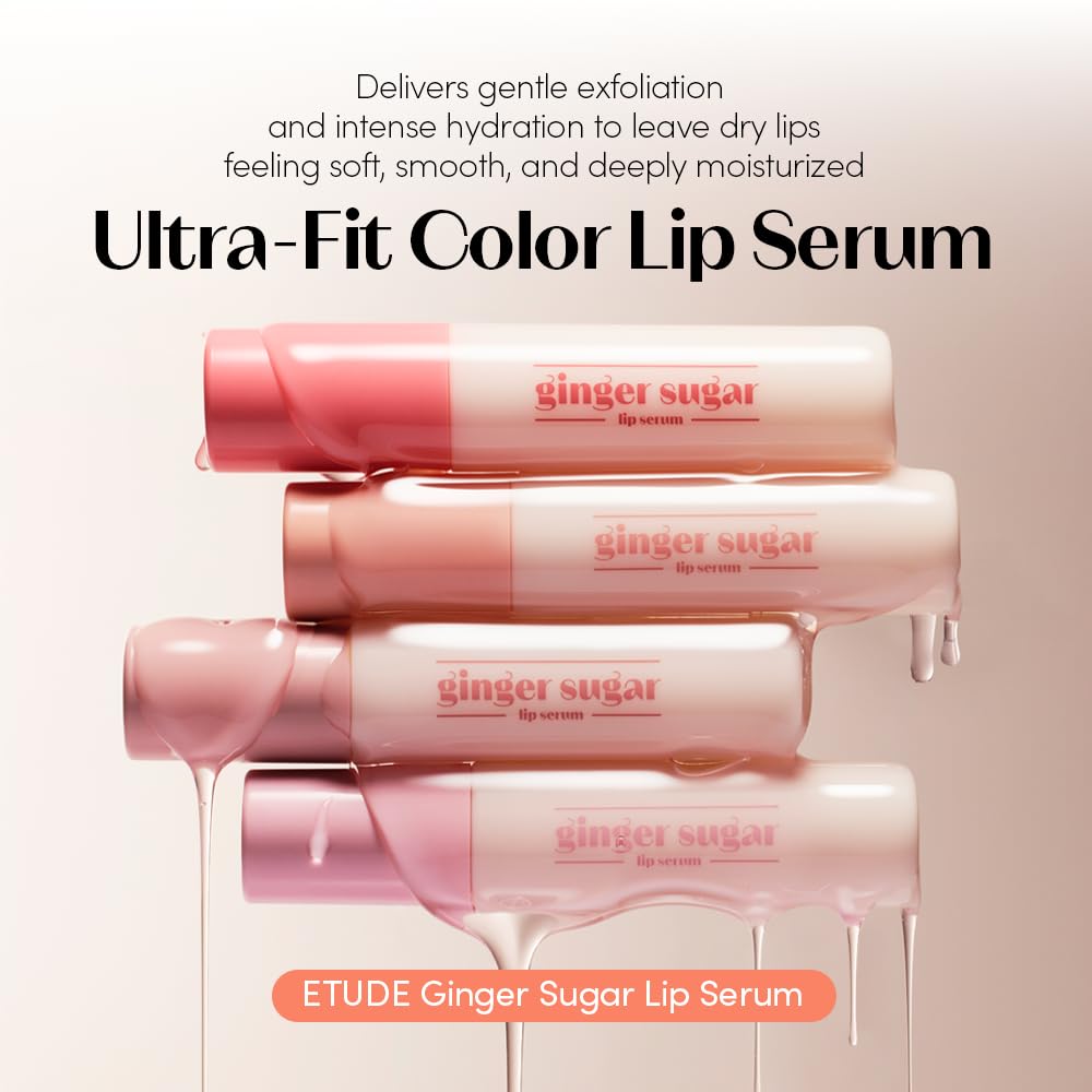 Ginger Sugar Lip Serum - Moisturizing Lip Balm with Mega Tip Applicator | Nude Beige, 13g