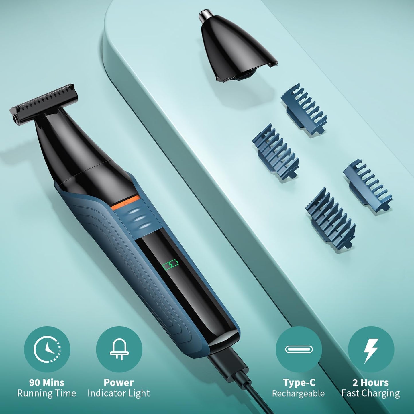 Bikini Trimmer for Women, 2-in-1 Electric Razors for Women, Lady Pubic Hair Trimmer for Bikini Line/Legs/Arms/Armpits, Body Trimmer Safe Hair Removal Groomer Kit, Cordless IPX7 Waterproof Wet/Dry Use