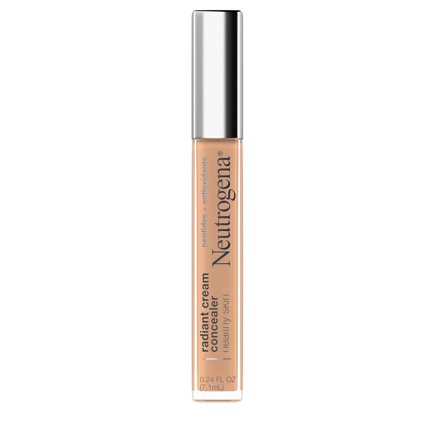 Neutrogena Radiant Brightening Cream Concealer - Lightweight, Non-Comedogenic, Peptides & Vitamin E | Cashew Light/Medium 03, 0.24 oz