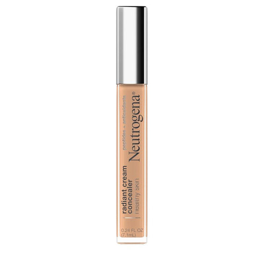 Neutrogena Radiant Brightening Cream Concealer - Lightweight, Non-Comedogenic, Peptides & Vitamin E | Cashew Light/Medium 03, 0.24 oz