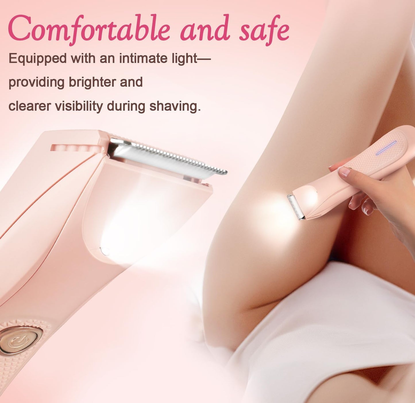 Bikini Trimmer for Women - LED Light, IPX7 Waterproof, Cordless Pubic Hair Shaver | Dual Charging & Skin-Safe Design