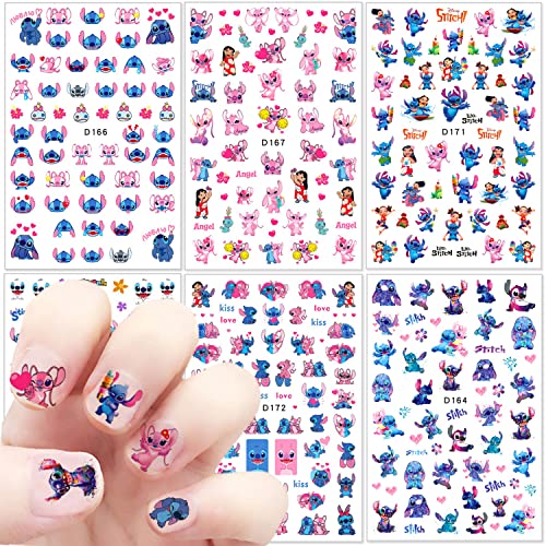 6 Sheets Self-Adhesive Cartoon Nail Art Stickers - Kawaii Designs