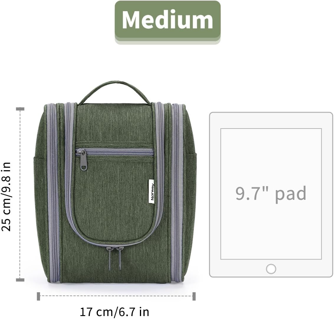Travel Toiletry Bag - Small Hanging Cosmetic Organizer for Men & Women | Medium, Army Green