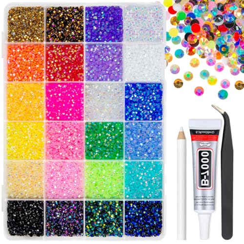 qiipii 24 Color Jelly Resin Rhinestones Set for DIY Crafting